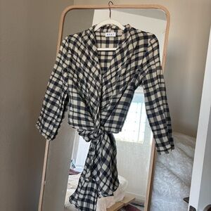 WAYF Black and White Plaid Women's Blouse